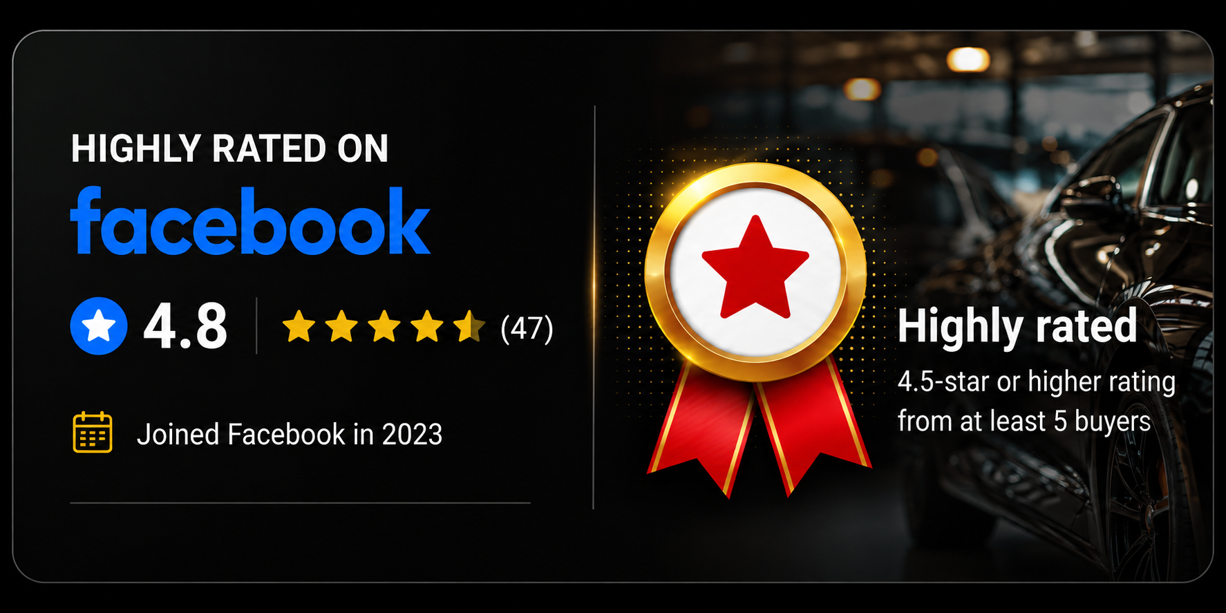 Budget Wise Motors is highly rated on Facebook with a 4.8-star rating from 47 reviews